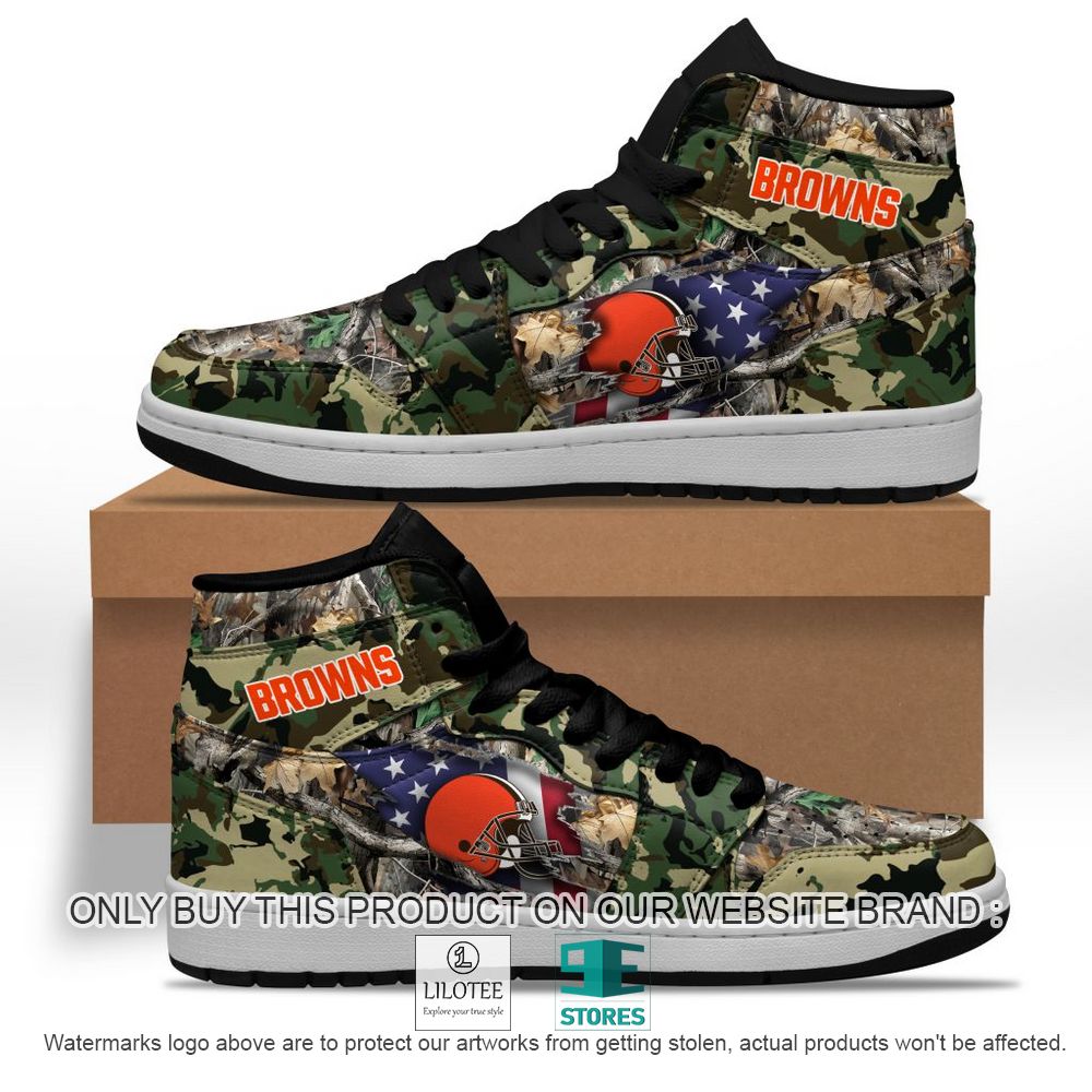 NFL Cleveland Browns Camo Realtree Hunting Air Jordan High Top Shoes - LIMITED EDITION 10