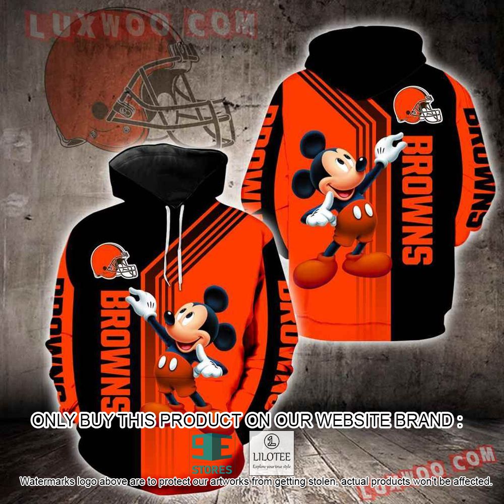 NFL Cleveland Browns Mickey Mouse Disney Orange Black 3D Hoodie - LIMITED EDITION 11