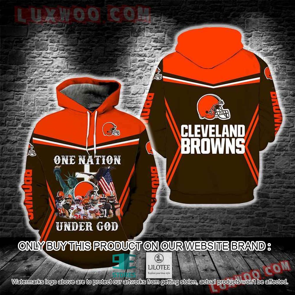 NFL Cleveland Browns One Nation Under God 3D Hoodie - LIMITED EDITION 10