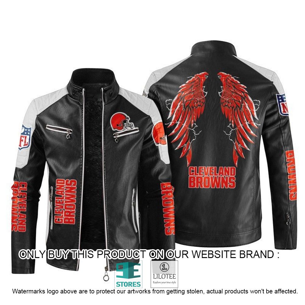 NFL Cleveland Browns Wings Motor Block Leather Jacket - LIMITED EDITION 11