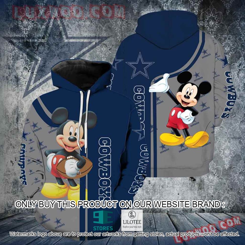 NFL Dallas Cowboys Mickey Mouse Navy Grey 3D Hoodie - LIMITED EDITION 11