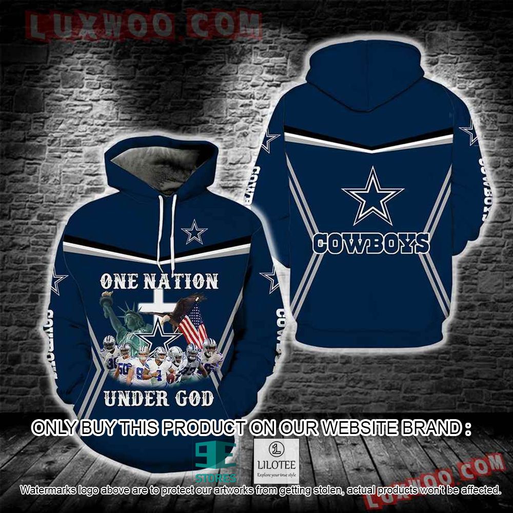 NFL Dallas Cowboys One Nation Under God American 3D Hoodie - LIMITED EDITION 11