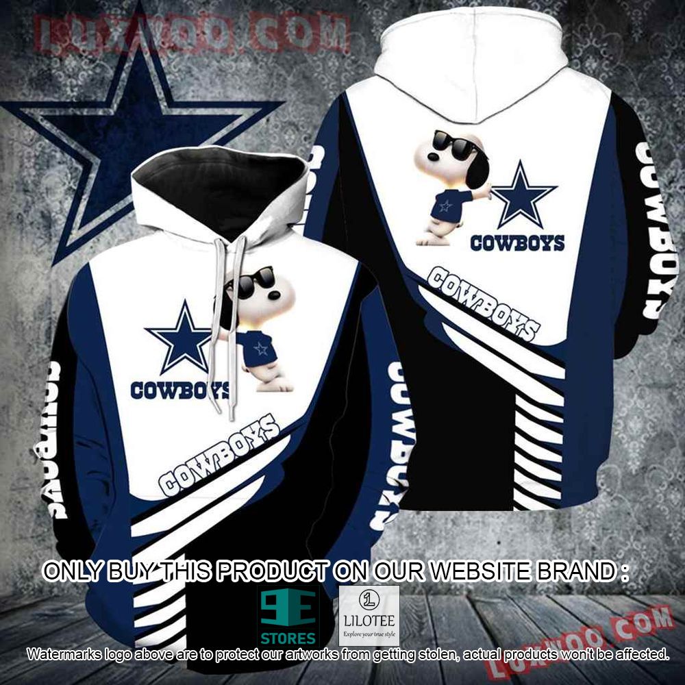 NFL Dallas Cowboys Snoopy White Navy Black 3D Hoodie - LIMITED EDITION 11