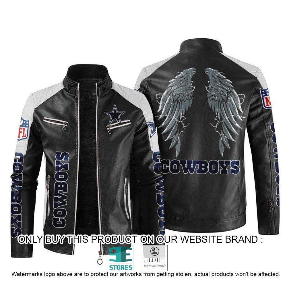 NFL Dallas Cowboys Wings Motor Block Leather Jacket - LIMITED EDITION 11