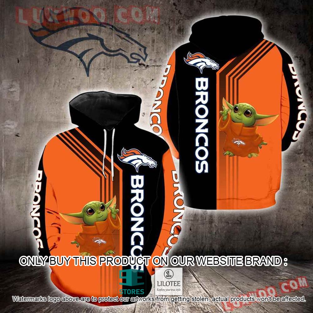 NFL Denver Broncos Baby Yoda Orange Black 3D Hoodie - LIMITED EDITION 11