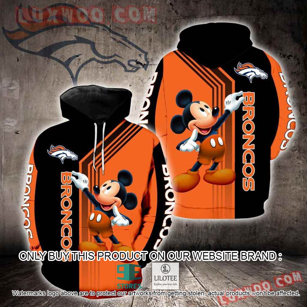 NFL Denver Broncos Mickey Mouse Orange Black 3D Hoodie - LIMITED EDITION 10