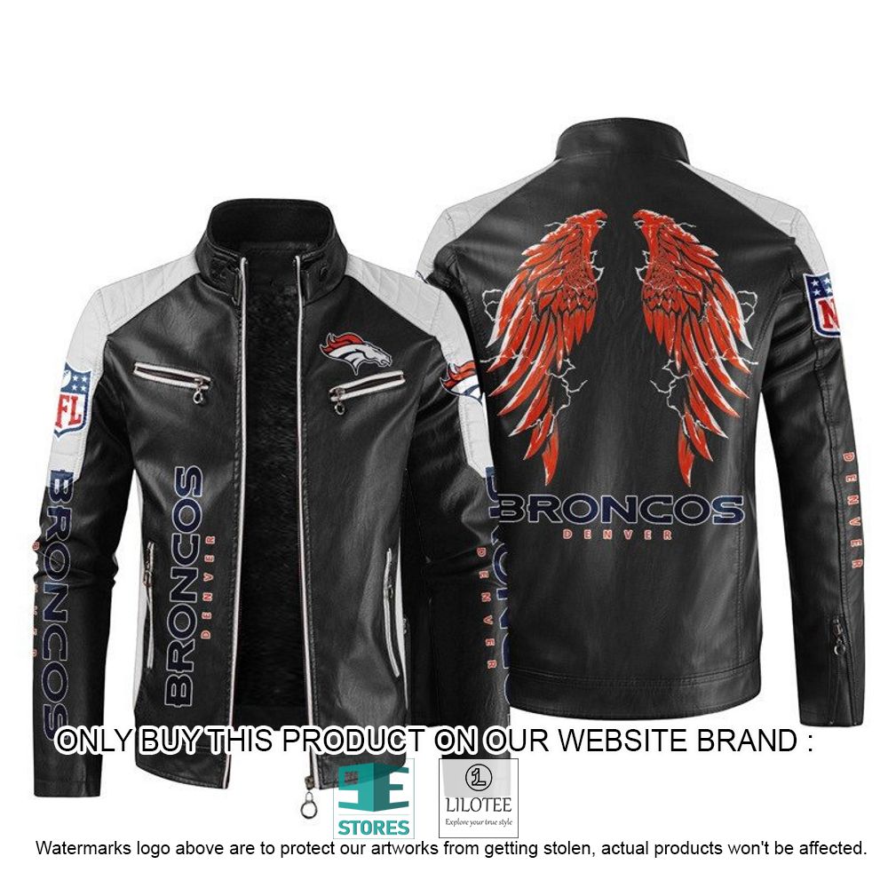 NFL Denver Broncos Wings Motor Block Leather Jacket - LIMITED EDITION 11