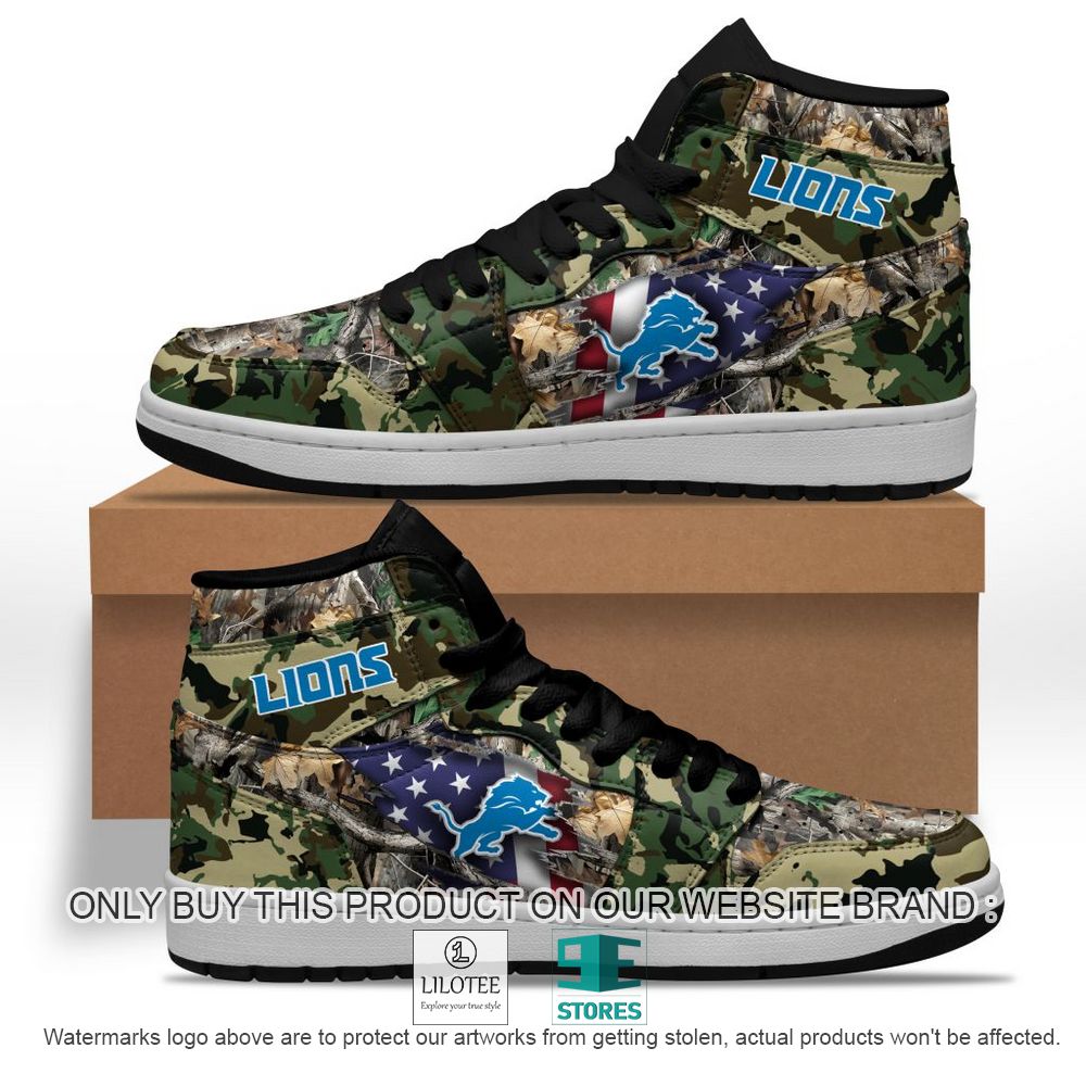 NFL Detroit Lions Camo Realtree Hunting Air Jordan High Top Shoes - LIMITED EDITION 11