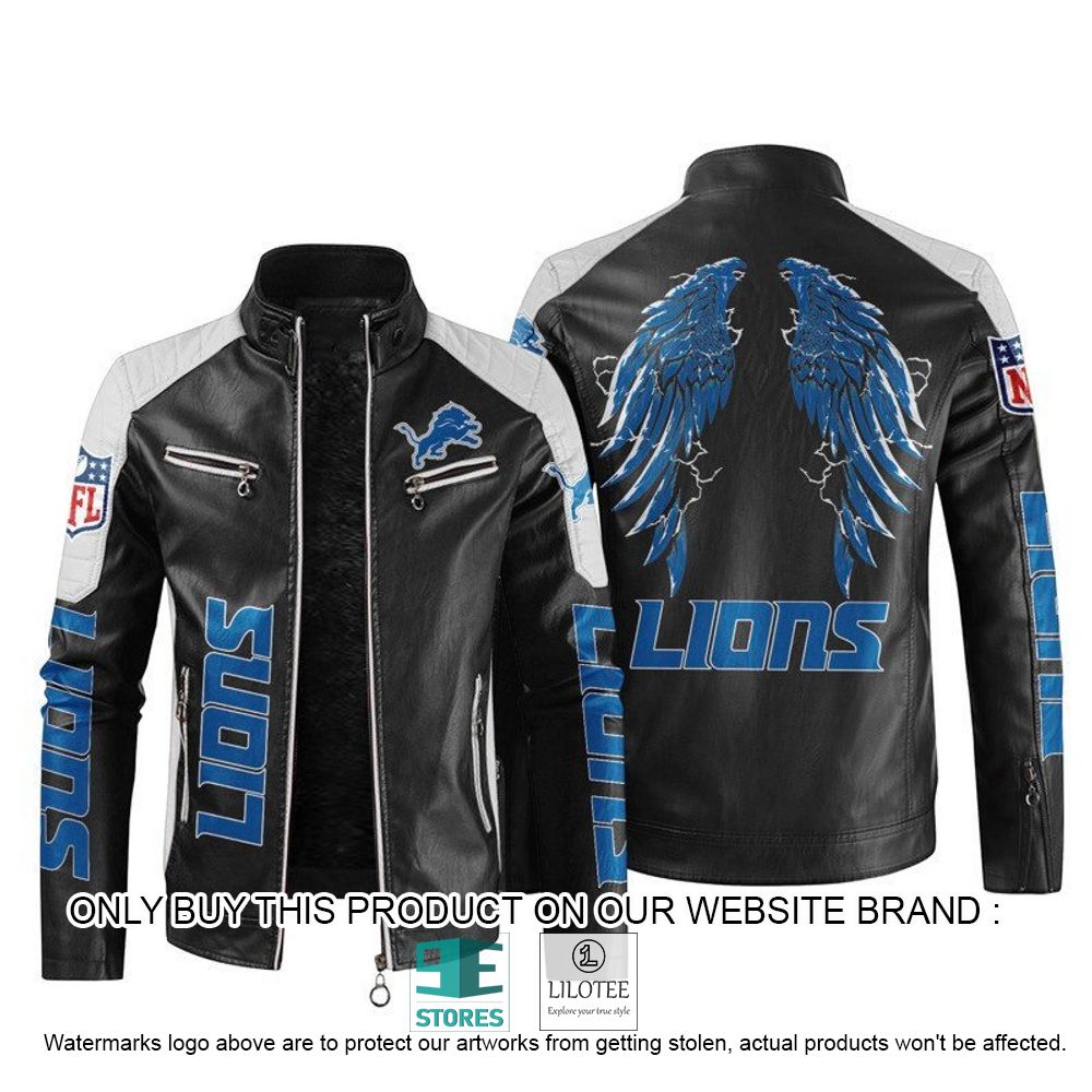 NFL Detroit Lions Wings Motor Block Leather Jacket - LIMITED EDITION 11