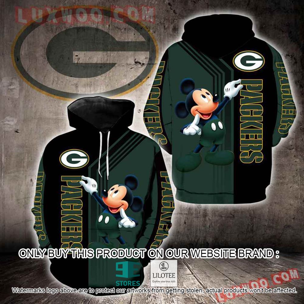 NFL Green Bay Packers Mickey Mouse Green Black 3D Hoodie - LIMITED EDITION 11