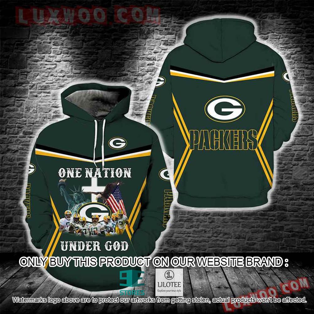 NFL Green Bay Packers One Nation Under God American 3D Hoodie - LIMITED EDITION 11