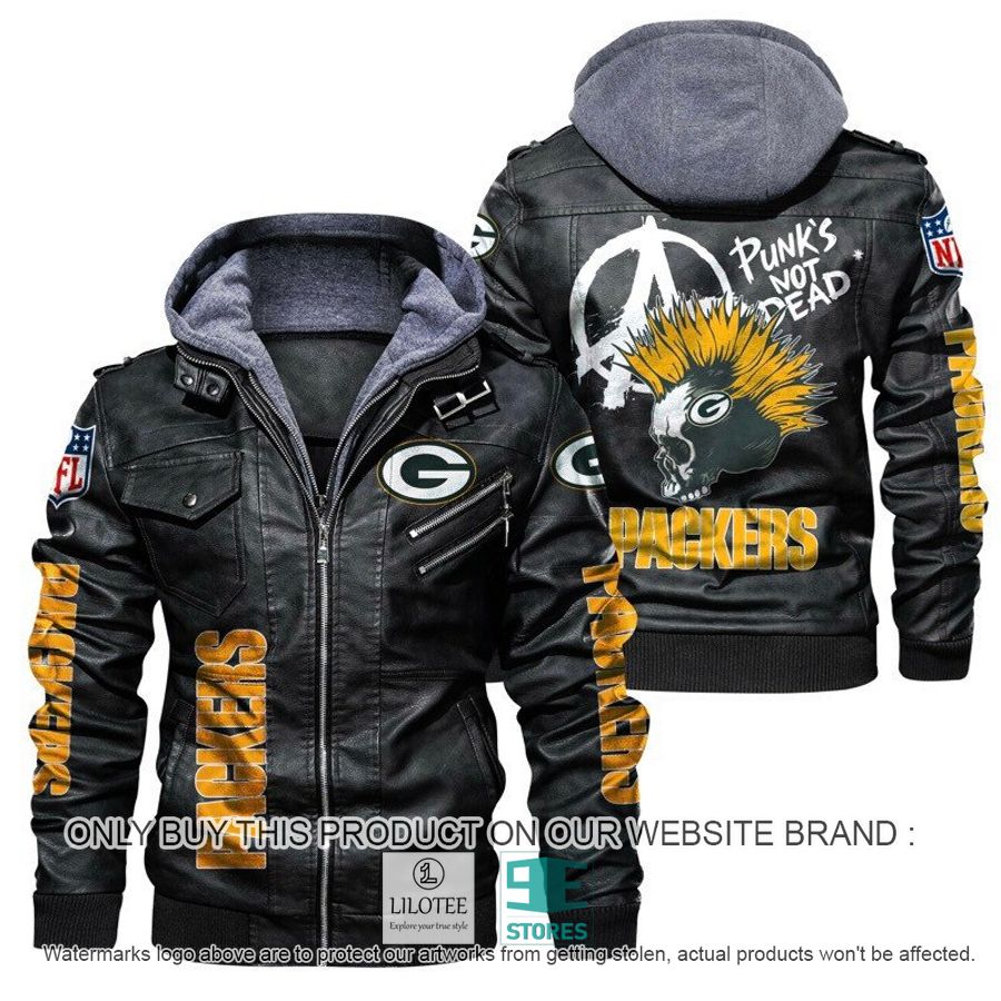 NFL Green Bay Packers Punk's Not Dead Skull Leather Jacket - LIMITED EDITION 5