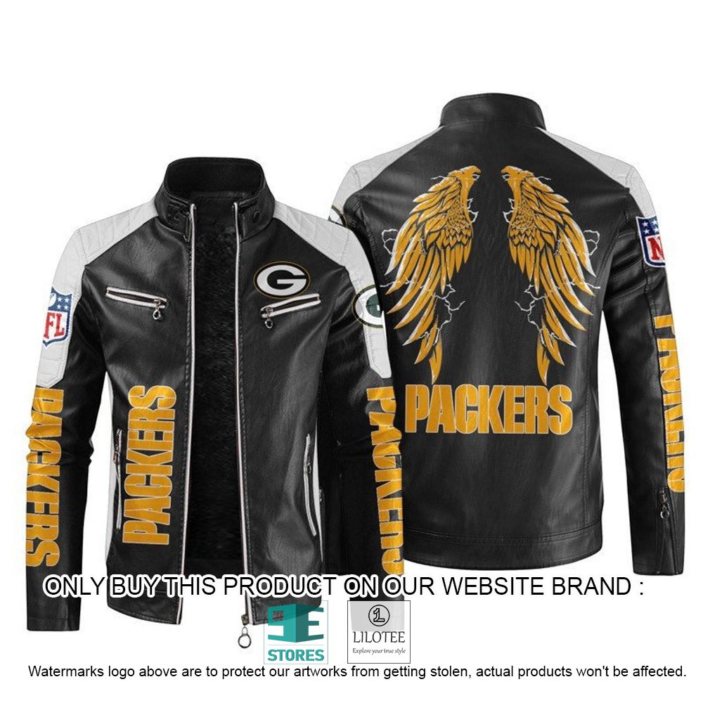 NFL Green Bay Packers Wings Motor Block Leather Jacket - LIMITED EDITION 10