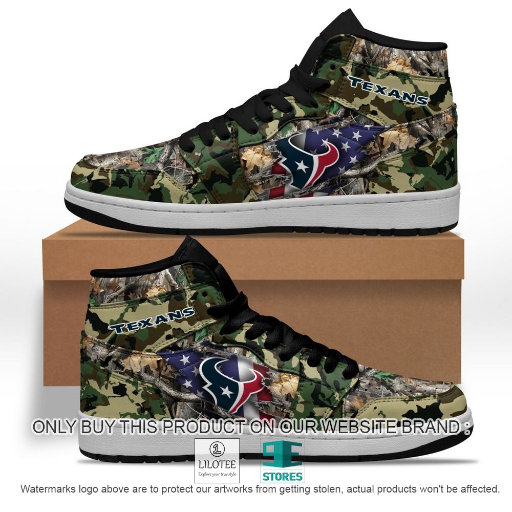 NFL Houston Texans Camo Realtree Hunting Air Jordan High Top Shoes - LIMITED EDITION 10