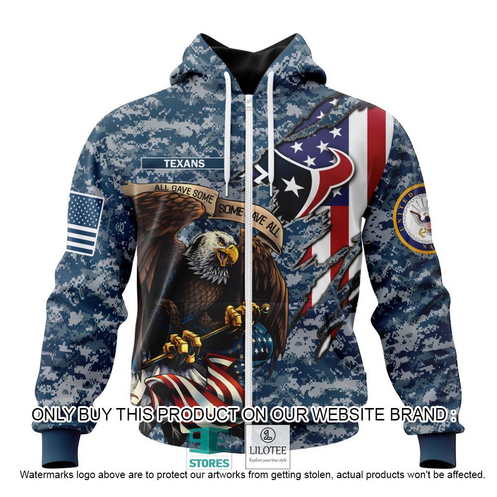Alternative view of NFL Houston Texans Eagle American Navy Flag Personalized 3D Hoodie, Shirt - LIMITED EDITION