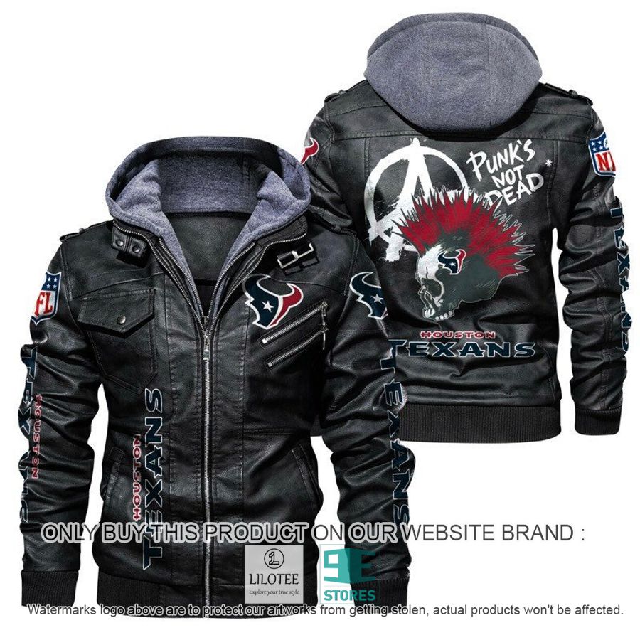 NFL Houston Texans Punk's Not Dead Skull Leather Jacket - LIMITED EDITION 5
