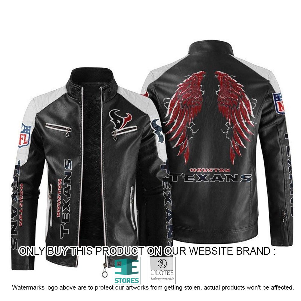NFL Houston Texans Wings Motor Block Leather Jacket - LIMITED EDITION 10