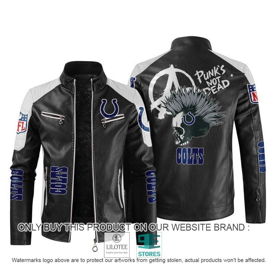 NFL Indianapolis Colts Punk's Not Dead Skull Block Leather Jacket - LIMITED EDITION 10