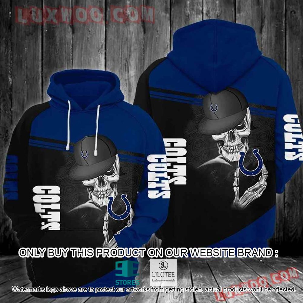 NFL Indianapolis Colts Skull Cap 3D Hoodie - LIMITED EDITION 11