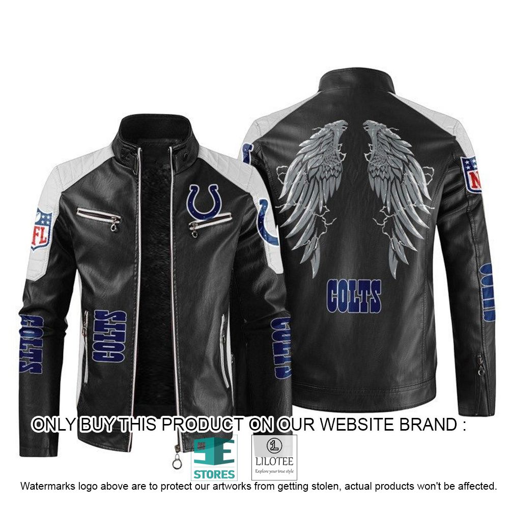 NFL Indianapolis Colts Wings Motor Block Leather Jacket - LIMITED EDITION 11