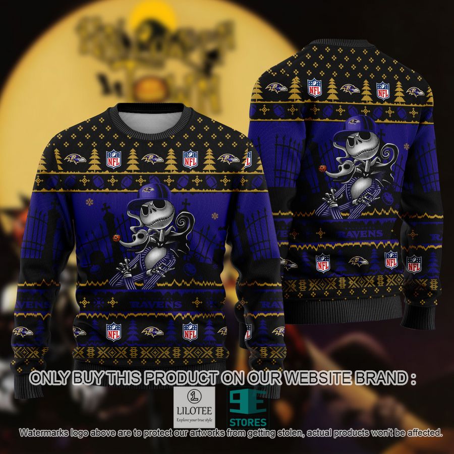 NFL Jack Skellington Baltimore Ravens Ugly Christmas Sweater - LIMITED EDITION 9