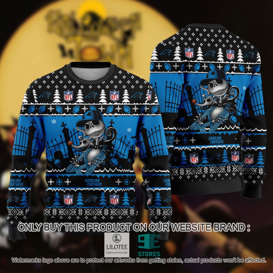 NFL Jack Skellington Carolina Panthers Ugly Christmas Sweater - LIMITED EDITION 9