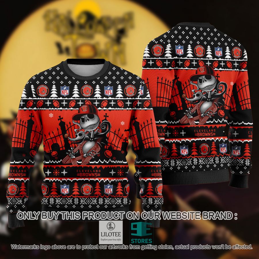 NFL Jack Skellington Cleveland Browns Ugly Christmas Sweater - LIMITED EDITION 9