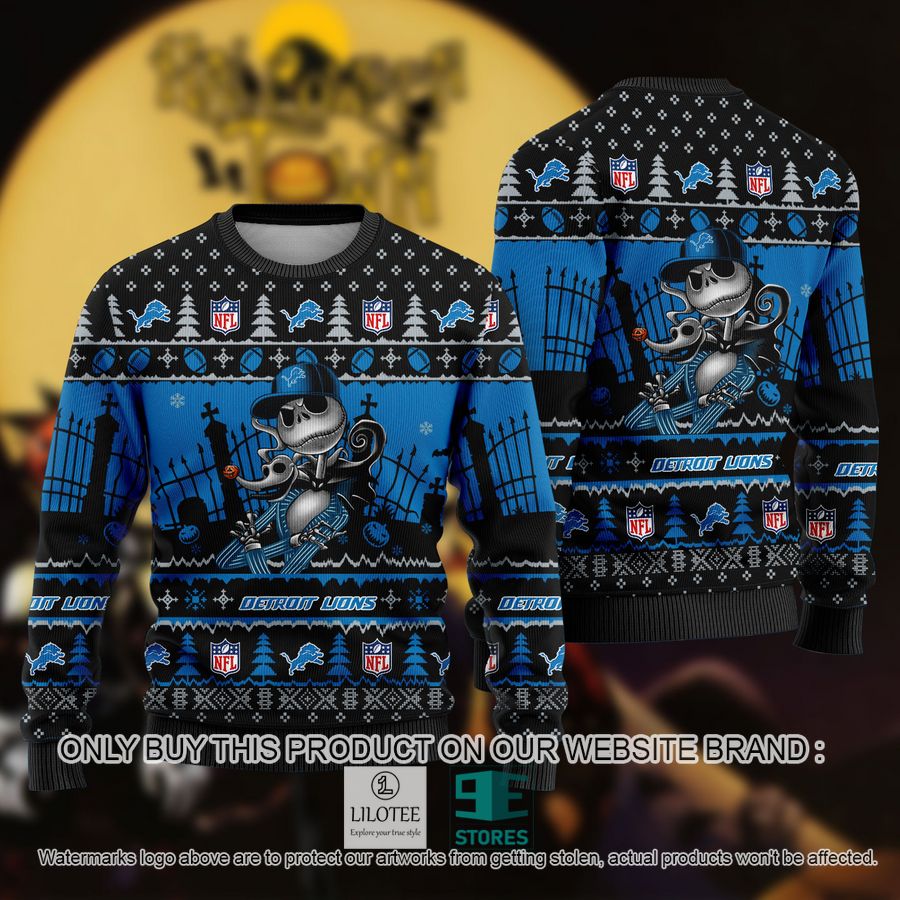 NFL Jack Skellington Detroit Lions Ugly Christmas Sweater - LIMITED EDITION 8