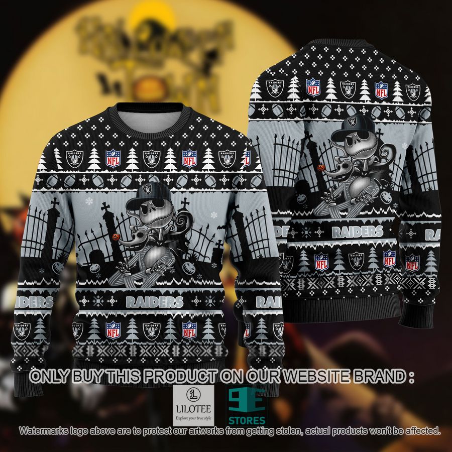 NFL Jack Skellington Las Vegas Raiders Ugly Christmas Sweater - LIMITED EDITION 8