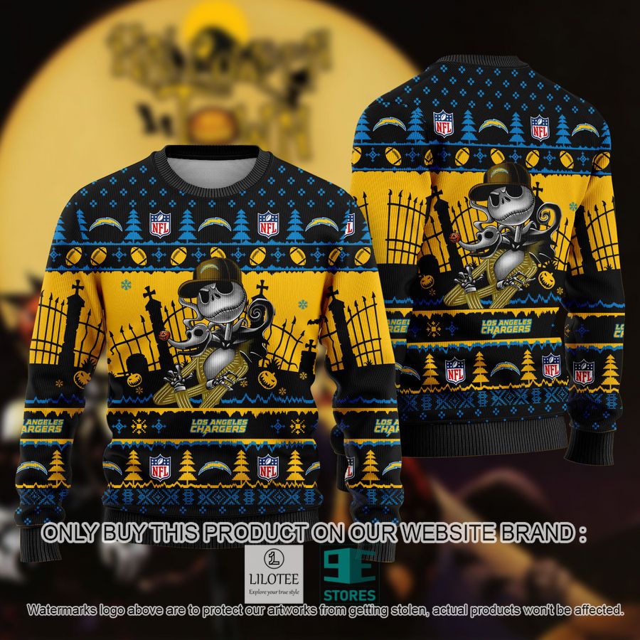 NFL Jack Skellington Los Angeles Chargers Ugly Christmas Sweater - LIMITED EDITION 8