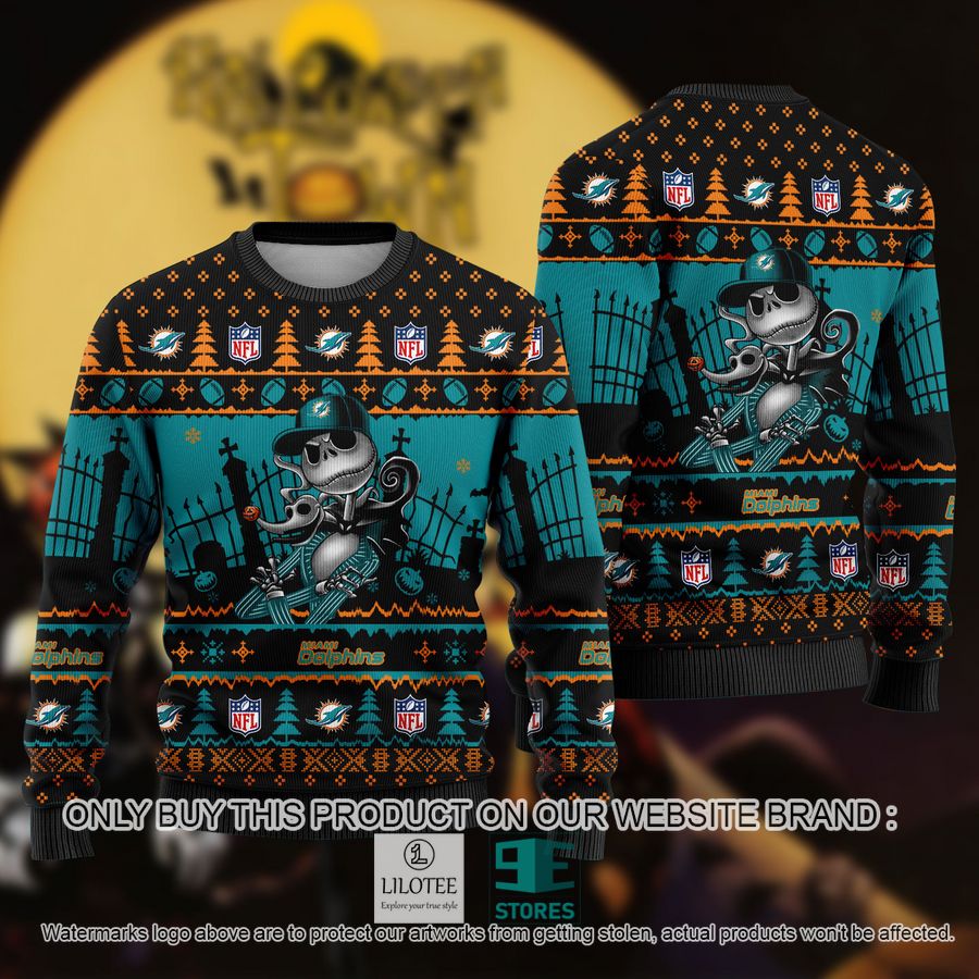 NFL Jack Skellington Miami Dolphins Ugly Christmas Sweater - LIMITED EDITION 8
