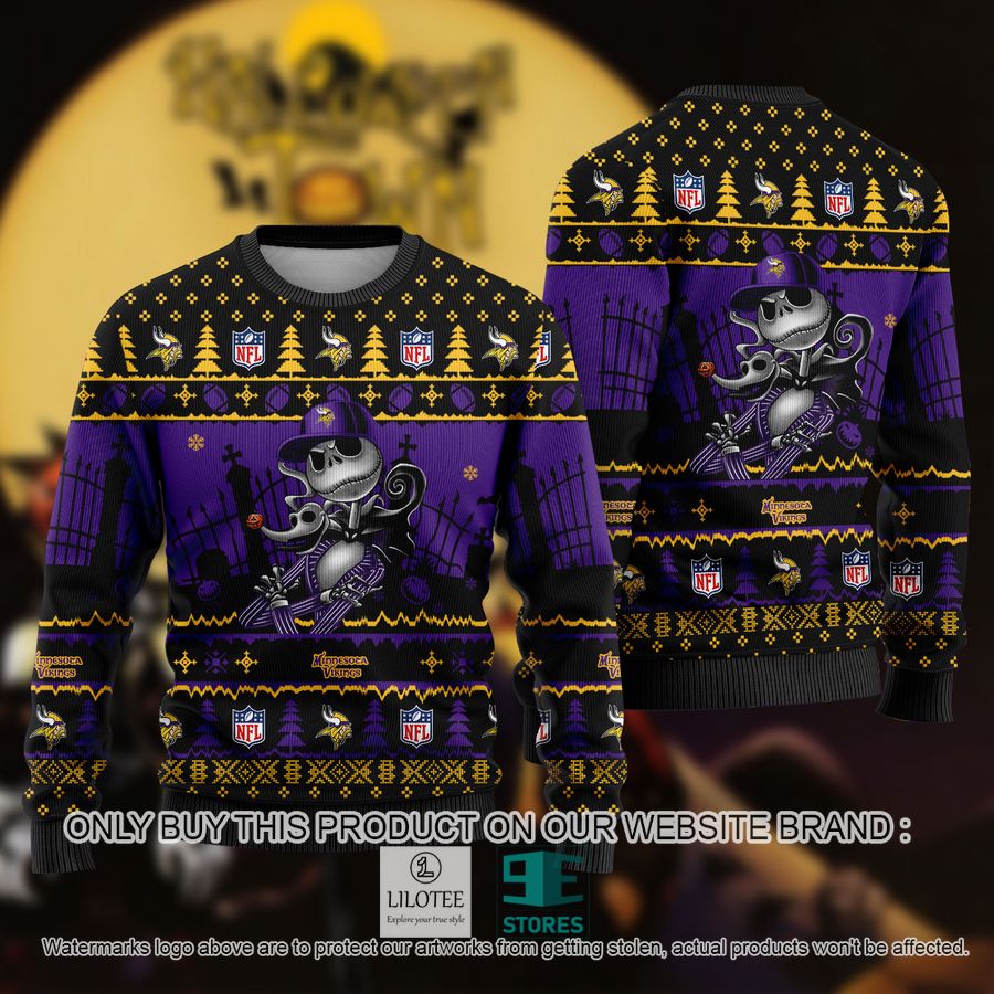 NFL Jack Skellington Minnesota Vikings Ugly Christmas Sweater - LIMITED EDITION 9