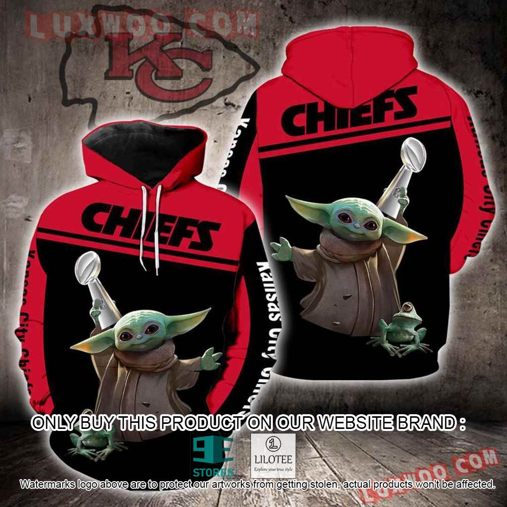 NFL Kansas City Chiefs Baby Yoda and Frogs 3D Hoodie - LIMITED EDITION 11