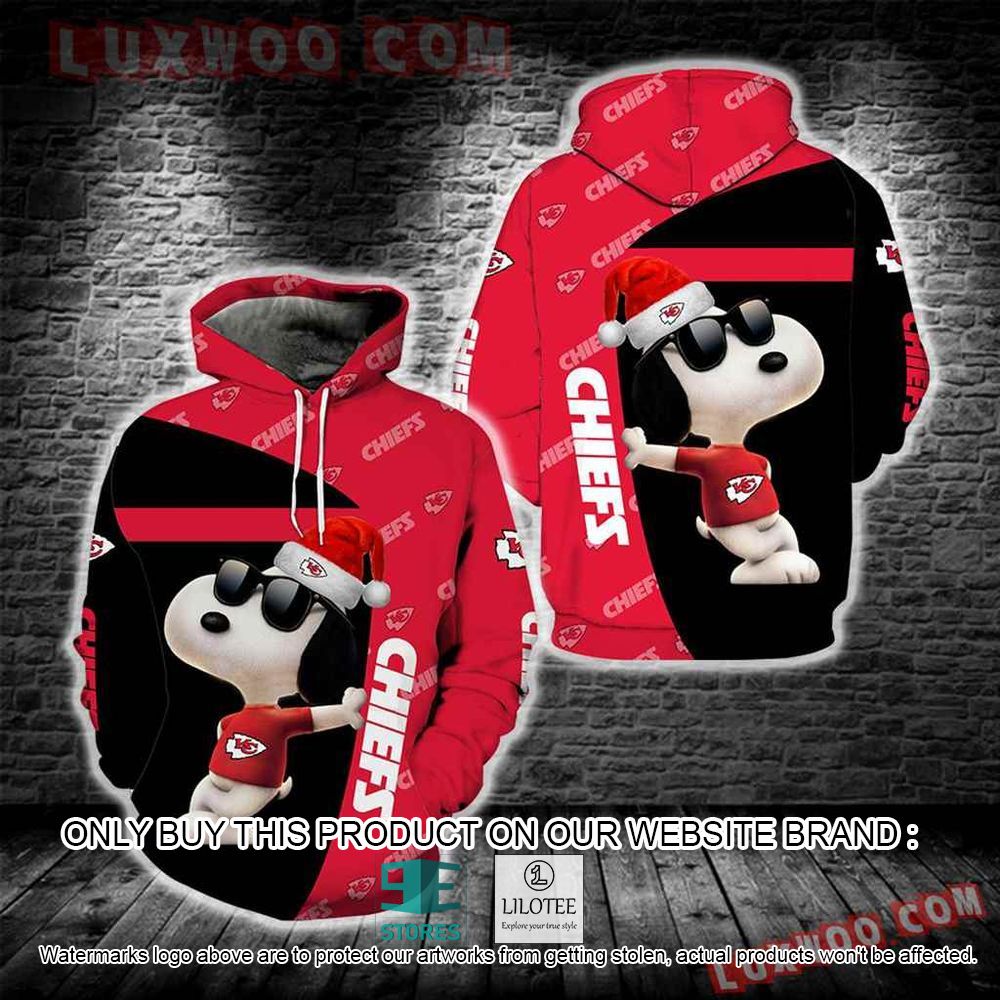 NFL Kansas City Chiefs Christmas Snoopy Black Red 3D Hoodie - LIMITED EDITION 10