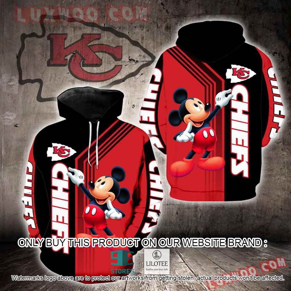 NFL Kansas City Chiefs Mickey Mouse Black Red 3D Hoodie - LIMITED EDITION 11
