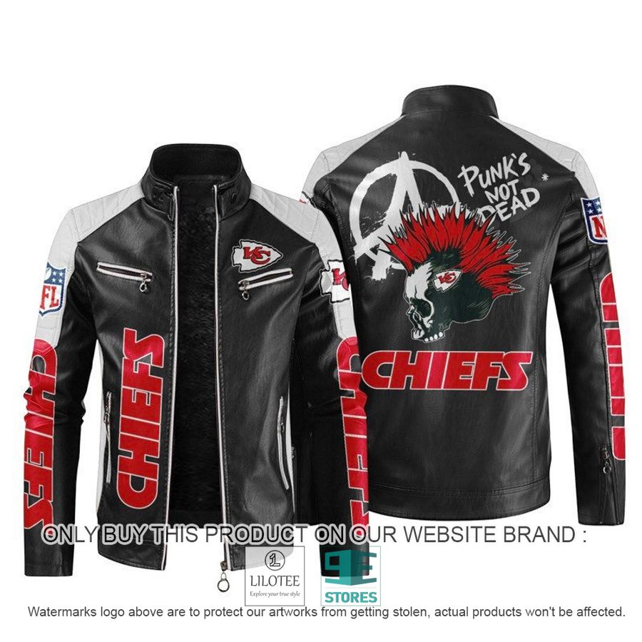 NFL Kansas City Chiefs Punk's Not Dead Skull Block Leather Jacket - LIMITED EDITION 11