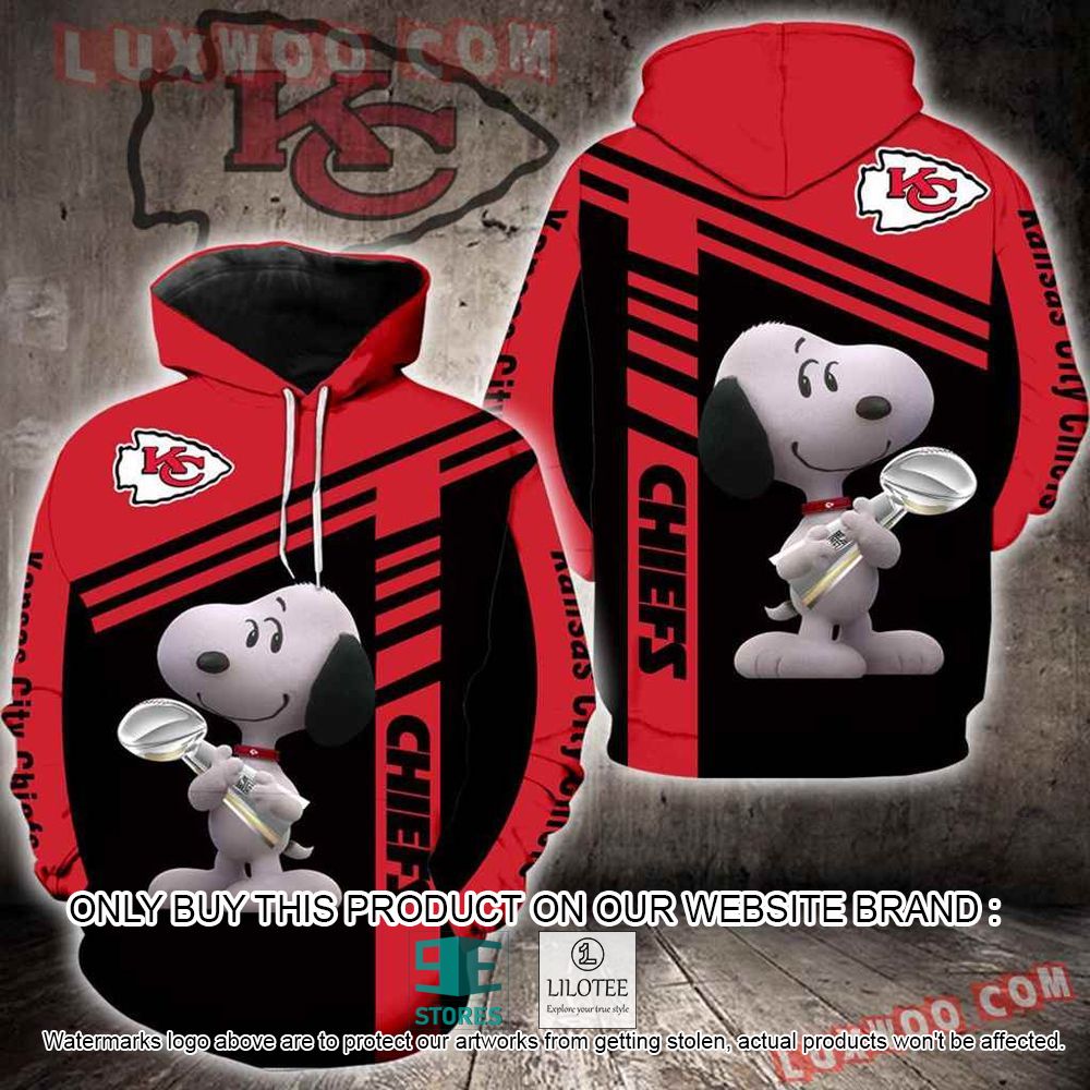 NFL Kansas City Chiefs Snoopy Black Red 3D Hoodie - LIMITED EDITION 11
