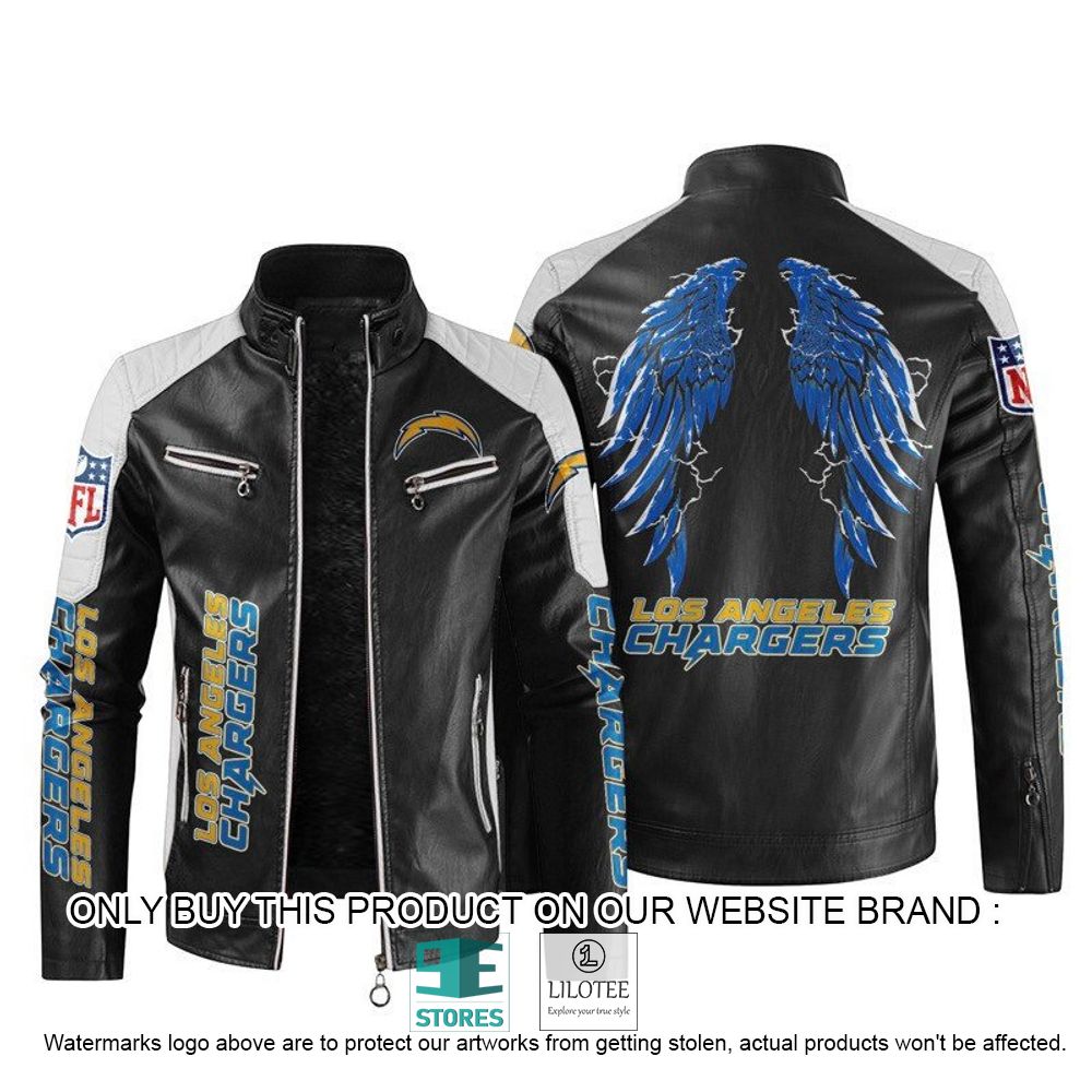 NFL Los Angeles Chargers Wings Motor Block Leather Jacket - LIMITED EDITION 11