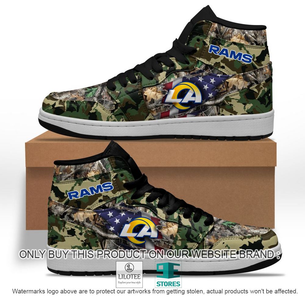 NFL Los Angeles Rams Camo Realtree Hunting Air Jordan High Top Shoes - LIMITED EDITION 10