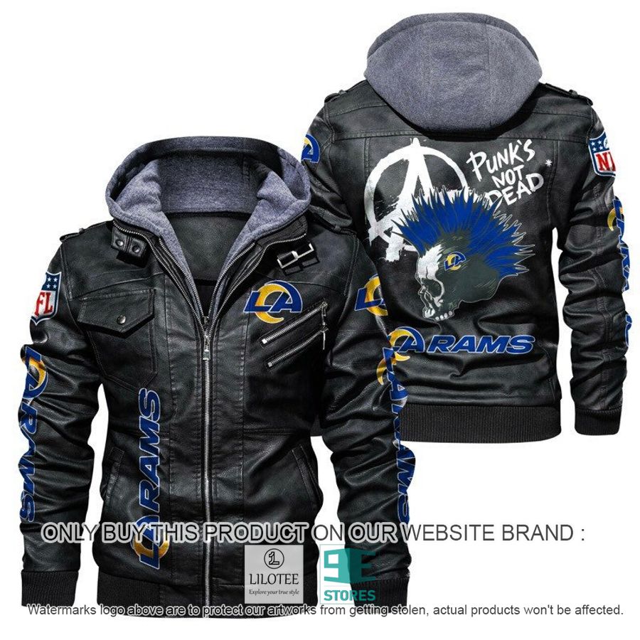 NFL Los Angeles Rams Punk's Not Dead Skull Leather Jacket - LIMITED EDITION 5