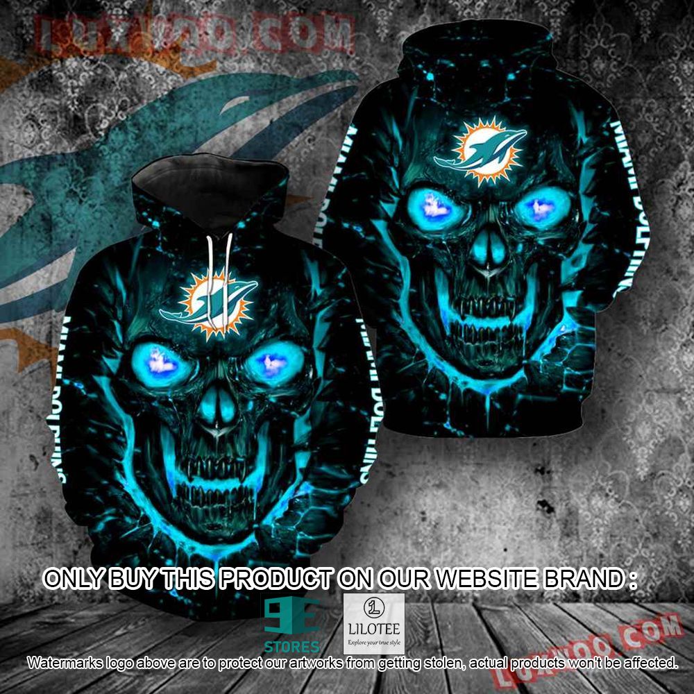 NFL Miami Dolphins Blue Skull 3D Hoodie - LIMITED EDITION 11