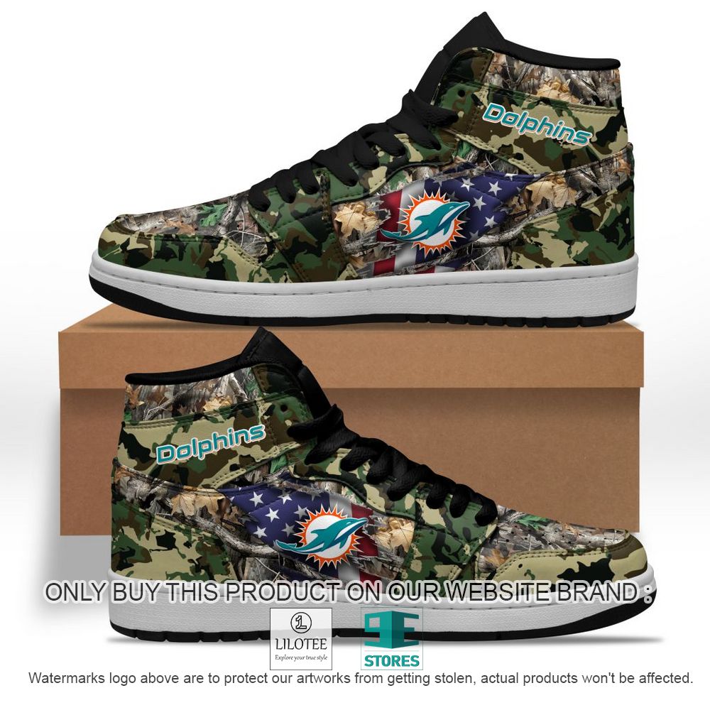 NFL Miami Dolphins Camo Realtree Hunting Air Jordan High Top Shoes - LIMITED EDITION 10