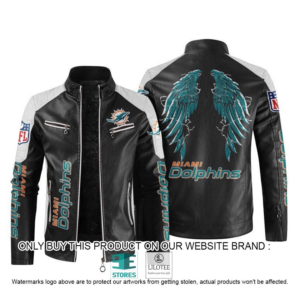 NFL Miami Dolphins Wings Motor Block Leather Jacket - LIMITED EDITION 11
