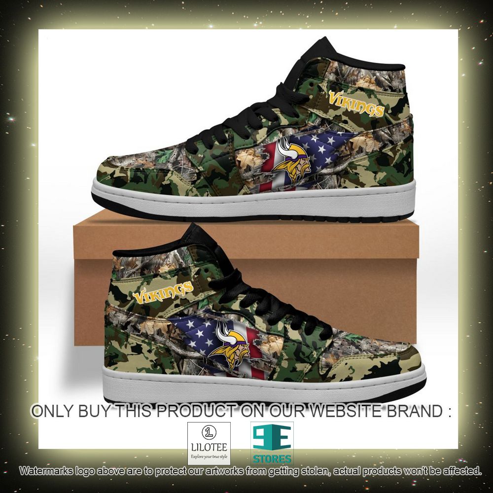 Alternative view of NFL Minnesota Vikings Camo Realtree Hunting Air Jordan High Top Shoes - LIMITED EDITION