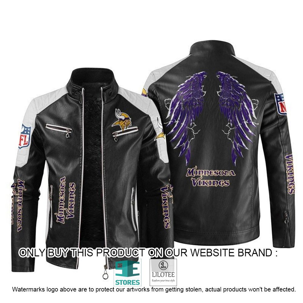 NFL Minnesota Vikings Wings Motor Block Leather Jacket - LIMITED EDITION 11