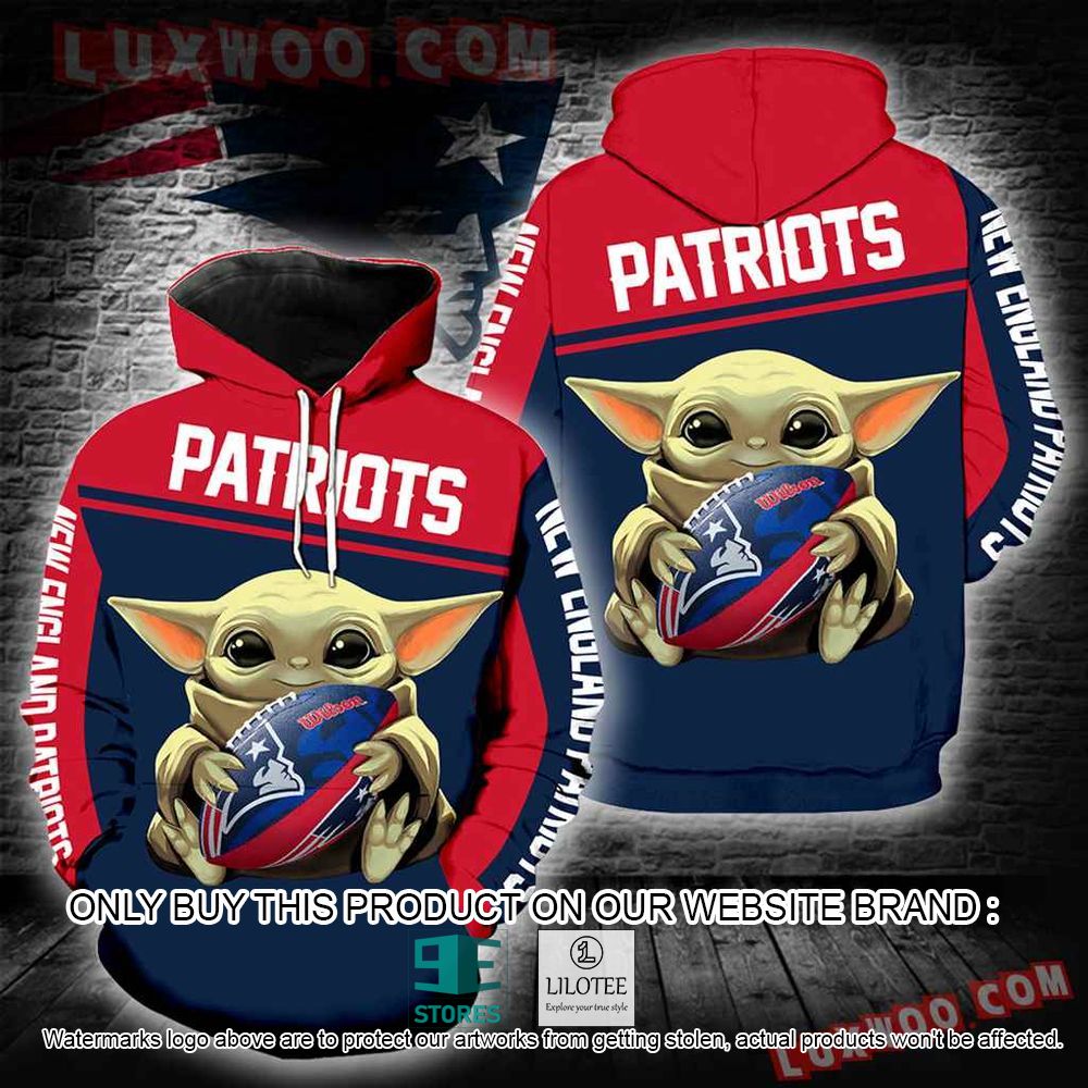 NFL New England Patriots Baby Yoda Star Wars Hug Ball 3D Hoodie - LIMITED EDITION 11