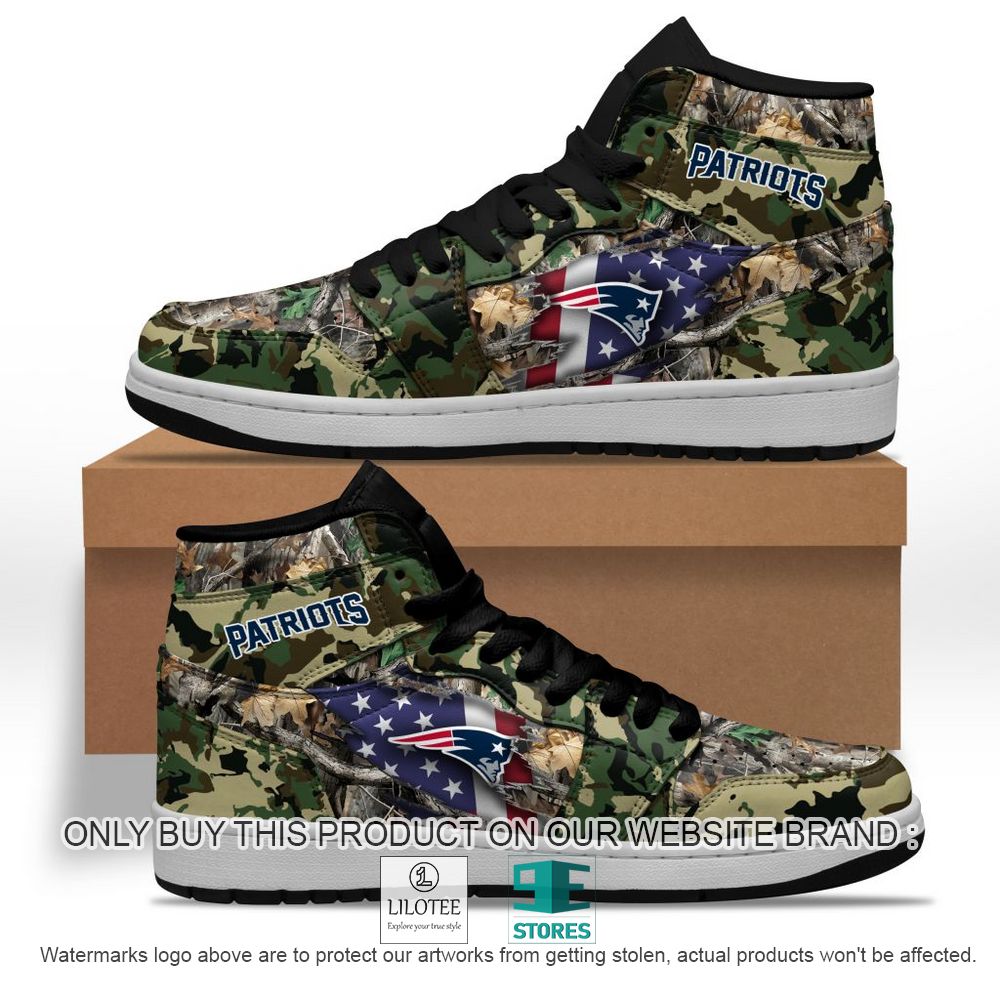 NFL New England Patriots Camo Realtree Hunting Air Jordan High Top Shoes - LIMITED EDITION 11