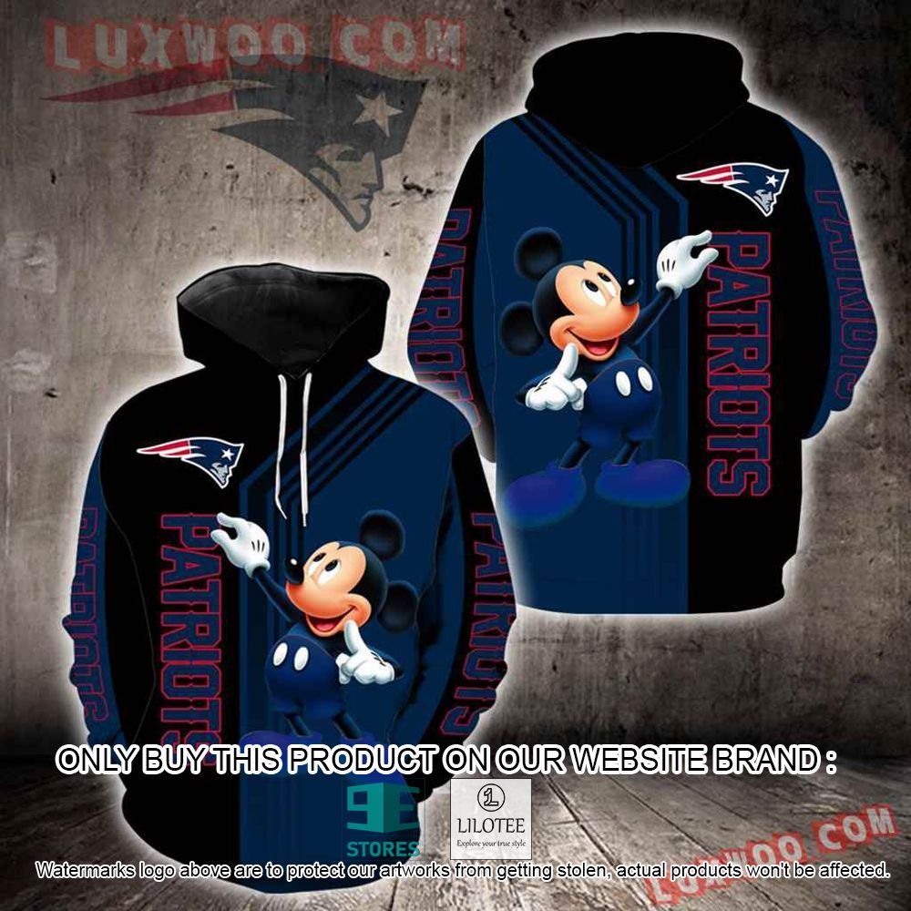 NFL New England Patriots Mickey Mouse Navy Black 3D Hoodie - LIMITED EDITION 11