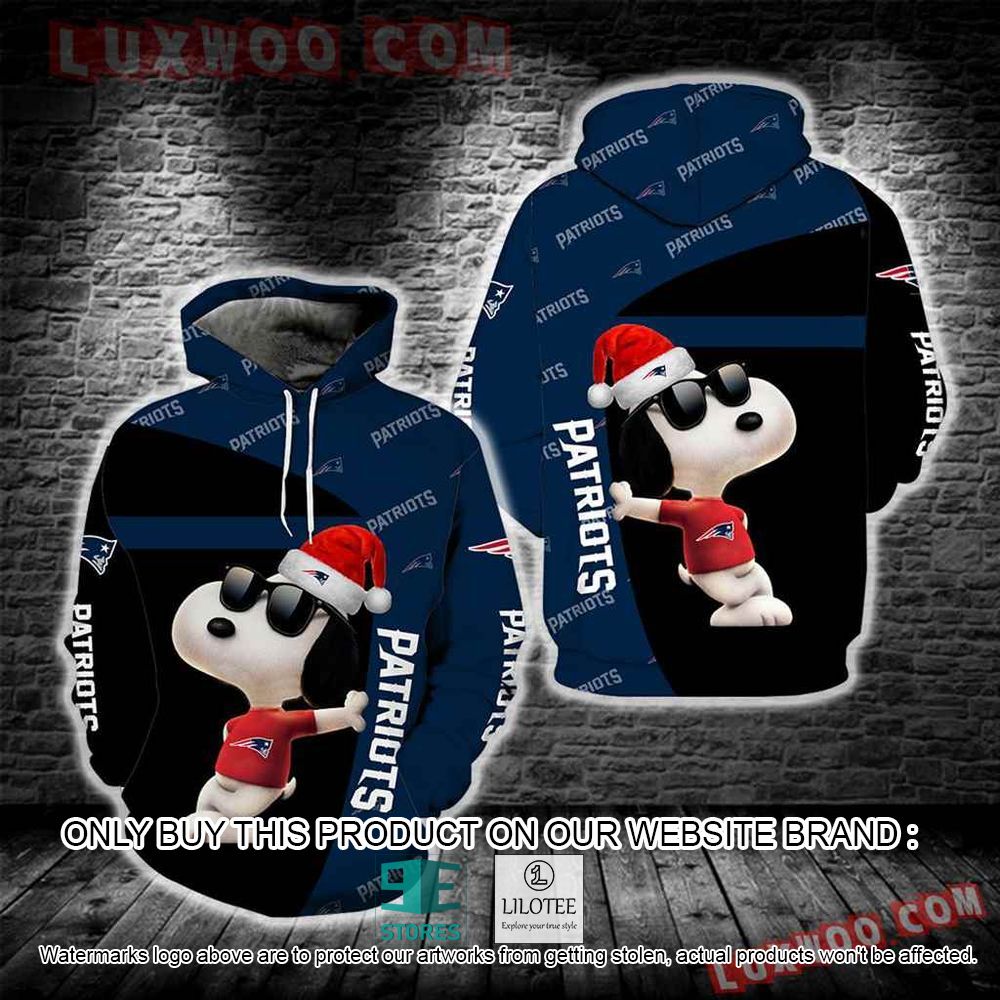 NFL New England Patriots Snoopy Christmas Navy Black 3D Hoodie - LIMITED EDITION 11