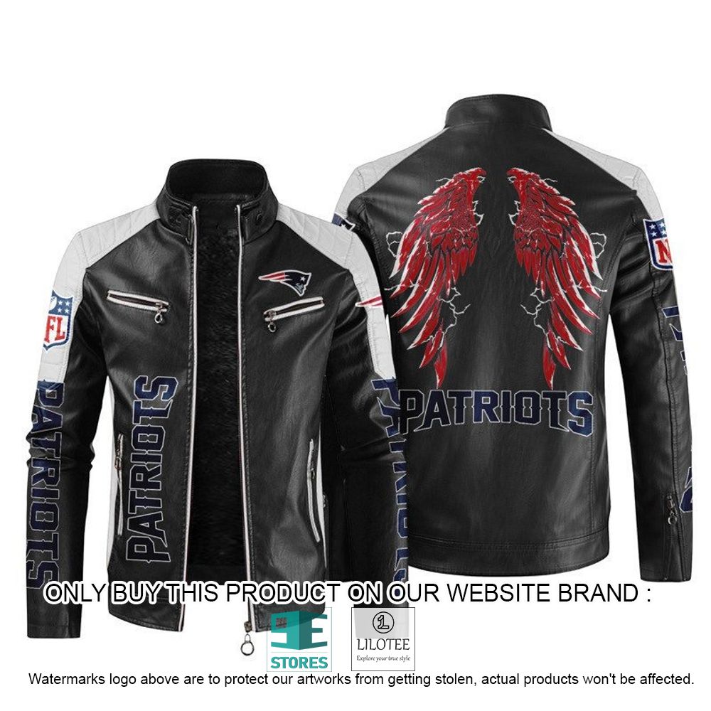 NFL New England Patriots Wings Motor Block Leather Jacket - LIMITED EDITION 11